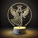 Luminária de Anjo Miguel Arcanjo e Anjo com Asas Abertas em Acrílico Cristal Luminoso Cristal®