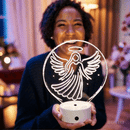 Luminária de Anjo Miguel Arcanjo e Anjo com Asas Abertas em Acrílico Cristal Luminoso Cristal®