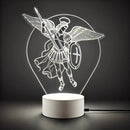 Luminária de Anjo Miguel Arcanjo e Anjo com Asas Abertas em Acrílico Cristal Luminoso Cristal®